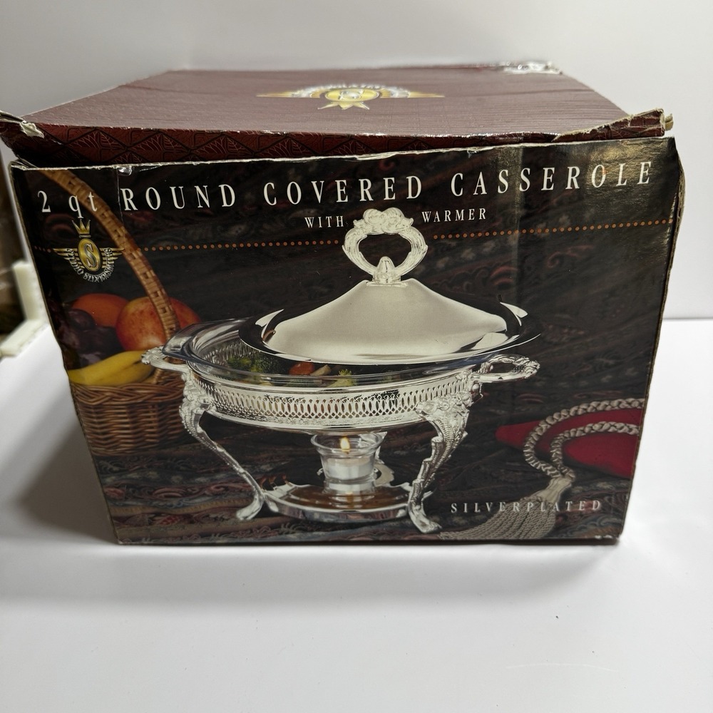 New Studio Silversmith 2 qt Round Covered Casserole Warmer Silverplated #61461
